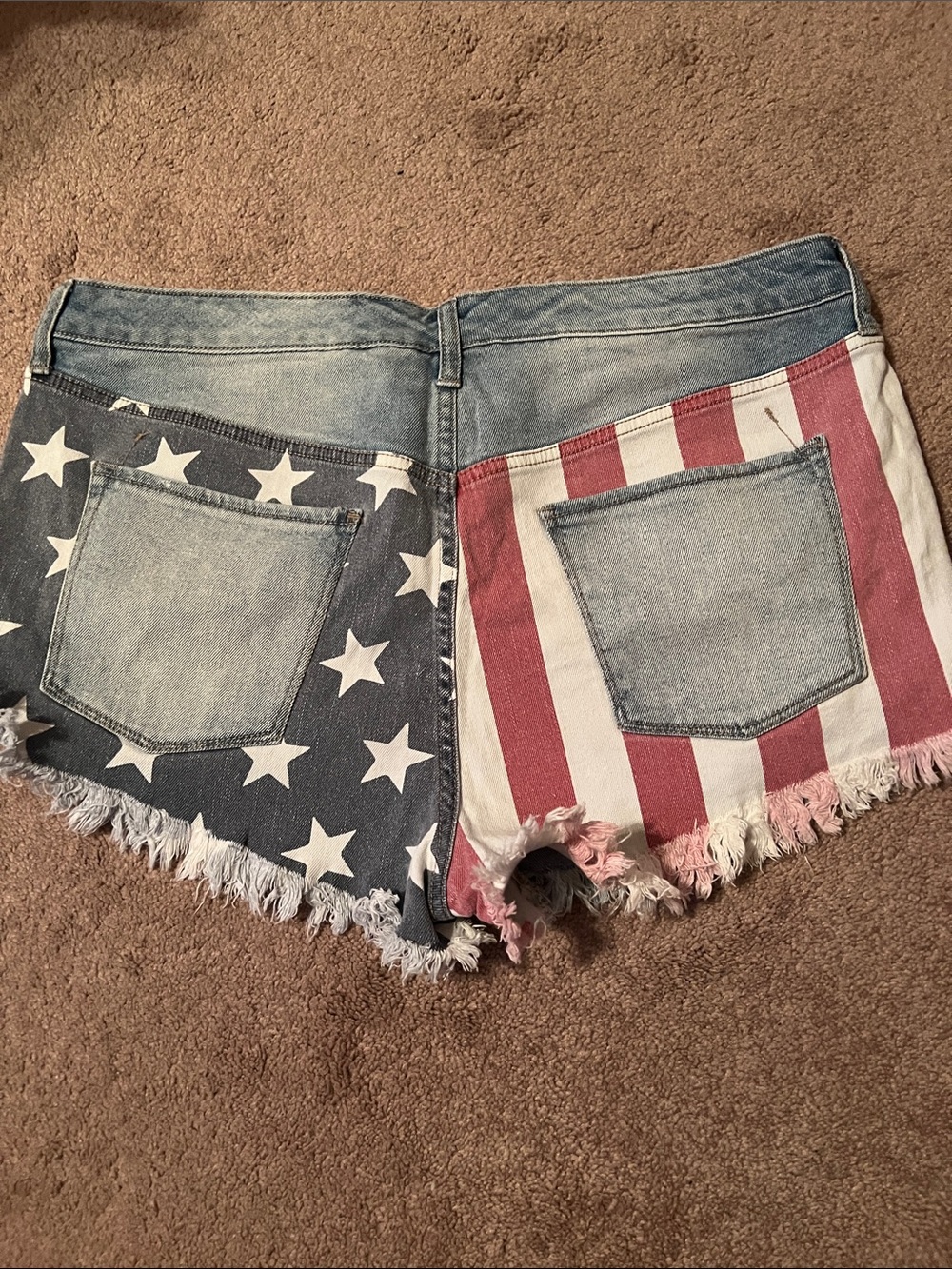 Mossimo Supply Co. Light Blue Distressed Denim Shorts with Flag Accent - Picture 2 of 5